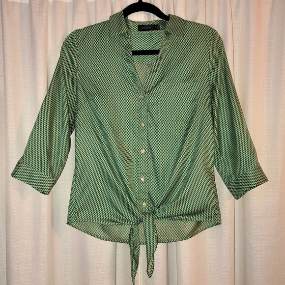 The Limited Tops - The Limited Tie Front Print Top